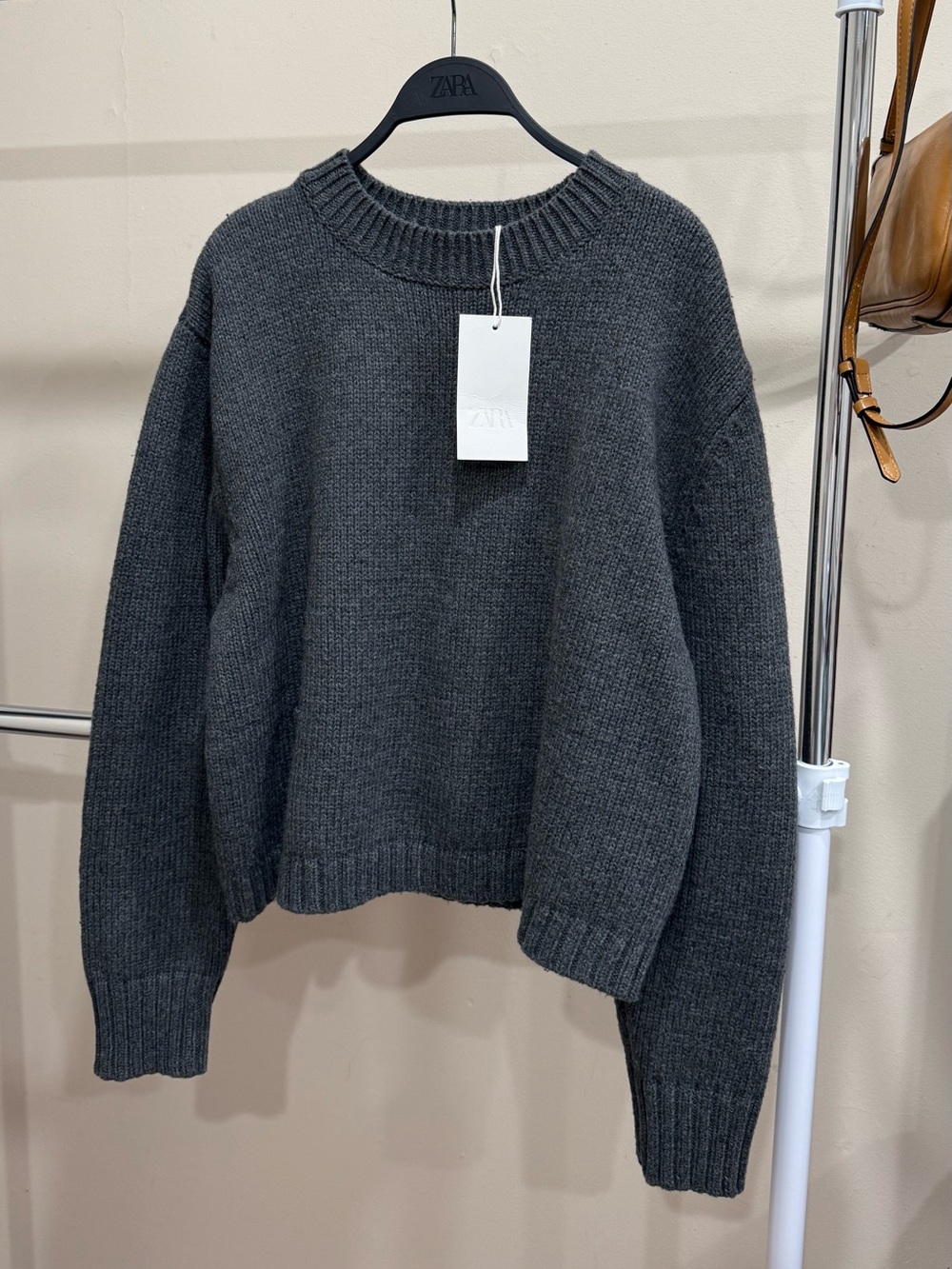 ZARA Dark Gray Wool Blend Knit Sweater Size S NWT